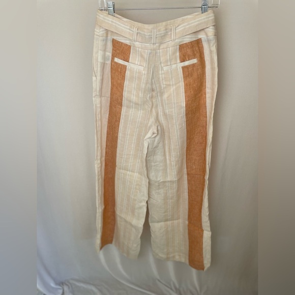 Anthropologie Ettiawa linen wide leg orange and white pants NWOT size 2 - Picture 8 of 9